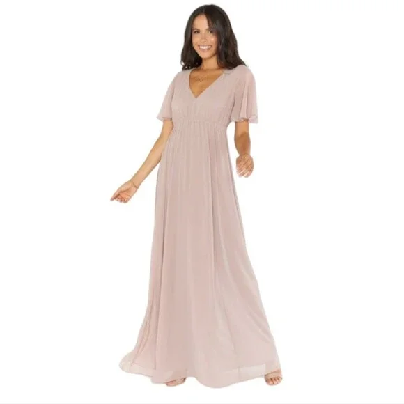 empire waist flutter sleeve dress Women Summer Casual Short Sleeve Dresses Empire Waist Dress with Pocke –  Divahotcouture main image 0